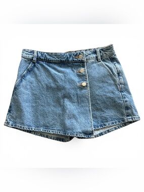 Zara Light Blue Denim Skort Shorts